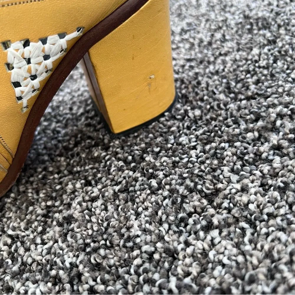 Famolare Elle Moda Yellow open weave design leather shoes Size 9 - Picture 3 of 11